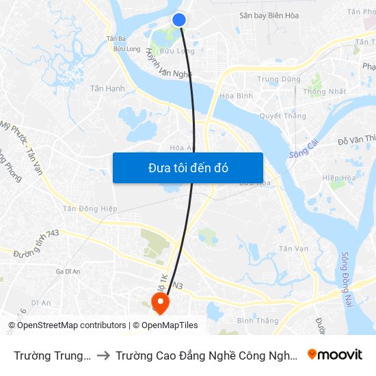 Trường Trung Cấp Gtvt to Trường Cao Đẳng Nghề Công Nghệ Nông Lâm Nam Bộ map