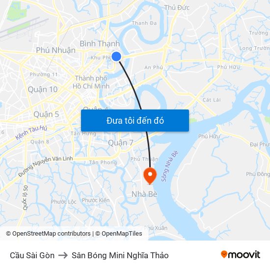 Cầu Sài Gòn to Sân Bóng Mini Nghĩa Thảo map