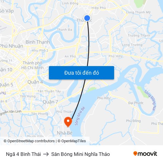 Ngã 4 Bình Thái to Sân Bóng Mini Nghĩa Thảo map