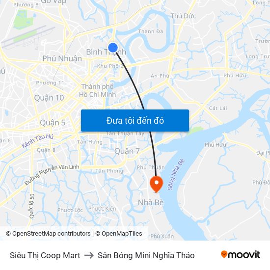 Siêu Thị Coop Mart to Sân Bóng Mini Nghĩa Thảo map