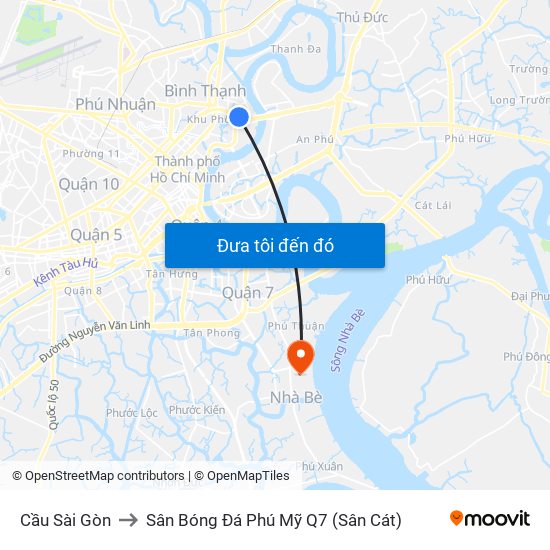 Cầu Sài Gòn to Sân Bóng Đá Phú Mỹ Q7 (Sân Cát) map