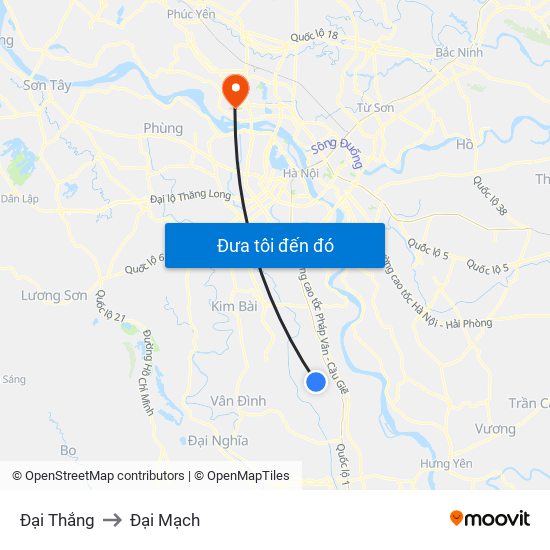 Đại Thắng to Đại Mạch map