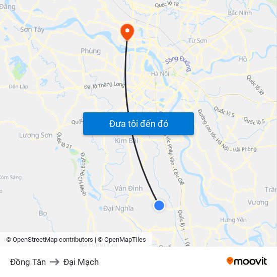 Đồng Tân to Đại Mạch map