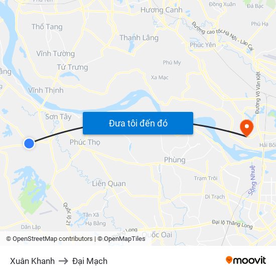 Xuân Khanh to Đại Mạch map