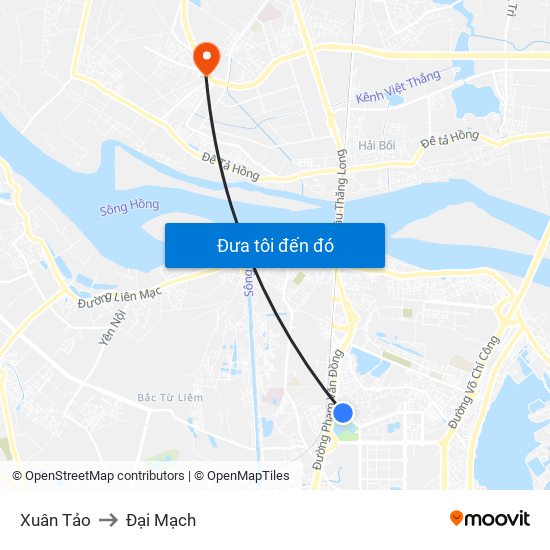 Xuân Tảo to Đại Mạch map