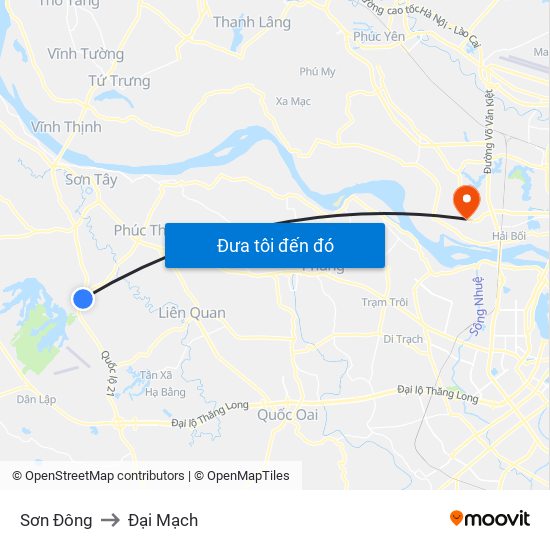 Sơn Đông to Đại Mạch map