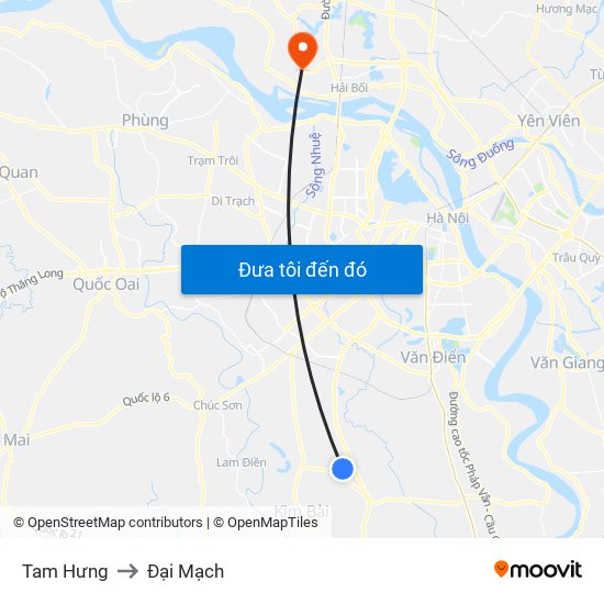 Tam Hưng to Đại Mạch map