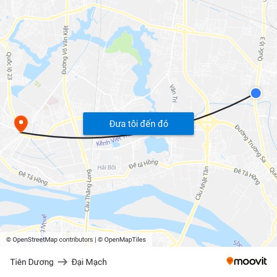 Tiên Dương to Đại Mạch map