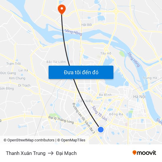 Thanh Xuân Trung to Đại Mạch map