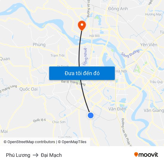 Phú Lương to Đại Mạch map