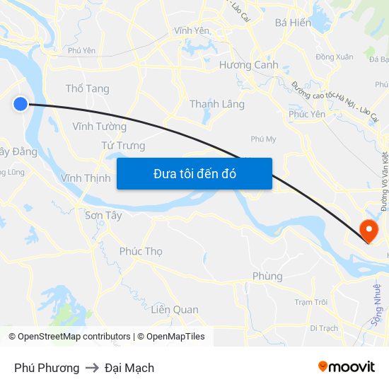 Phú Phương to Đại Mạch map