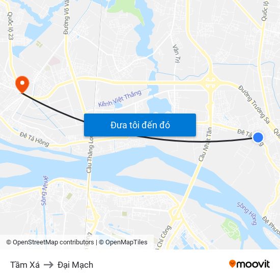 Tầm Xá to Đại Mạch map