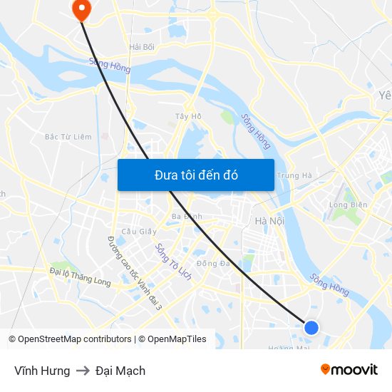 Vĩnh Hưng to Đại Mạch map