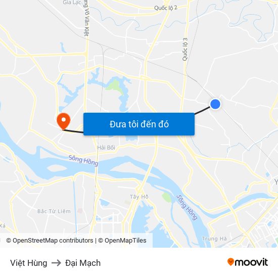 Việt Hùng to Đại Mạch map