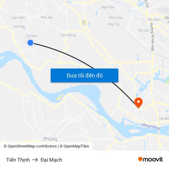 Tiến Thịnh to Đại Mạch map