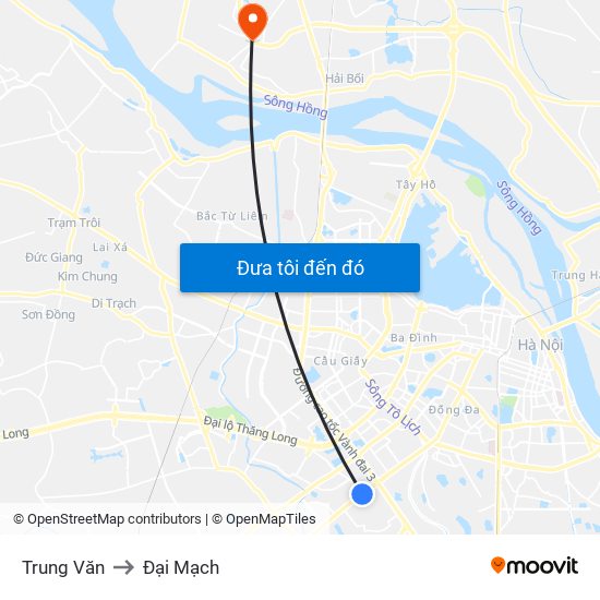 Trung Văn to Đại Mạch map