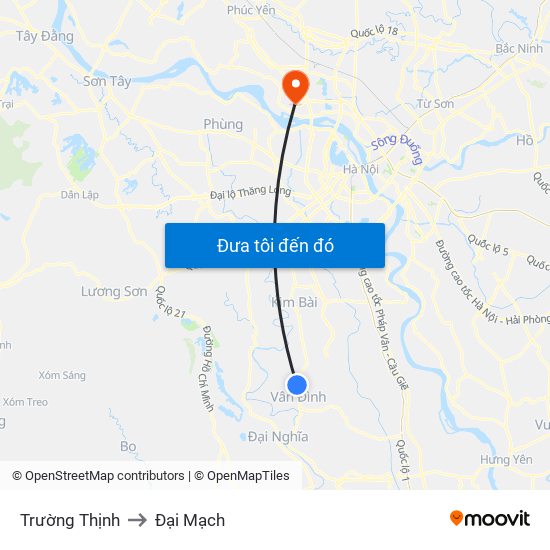 Trường Thịnh to Đại Mạch map