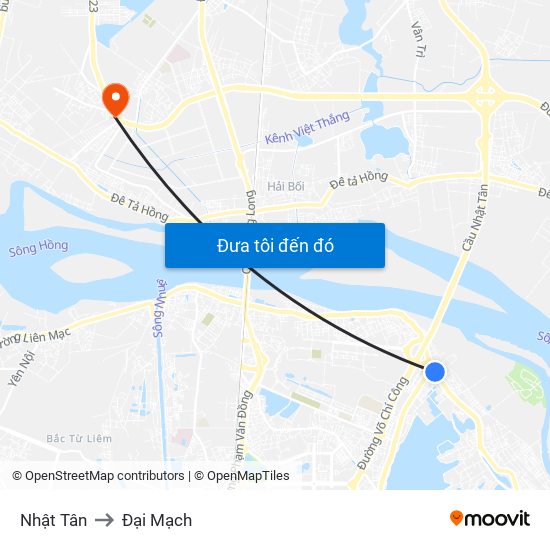 Nhật Tân to Đại Mạch map