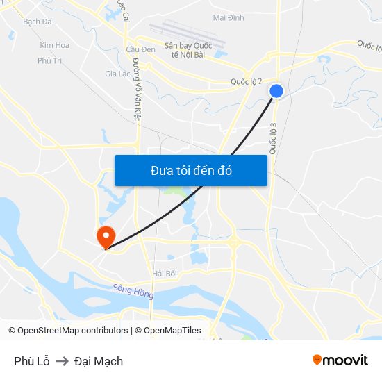 Phù Lỗ to Đại Mạch map