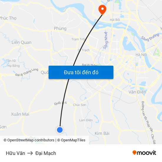 Hữu Văn to Đại Mạch map