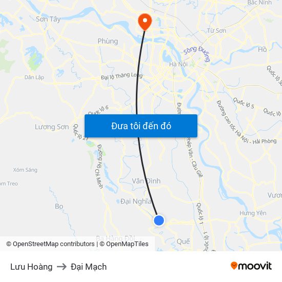 Lưu Hoàng to Đại Mạch map