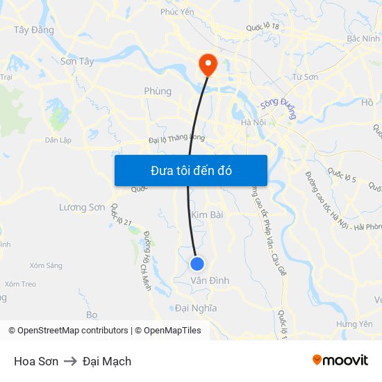 Hoa Sơn to Đại Mạch map