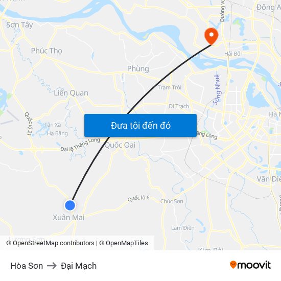 Hòa Sơn to Đại Mạch map