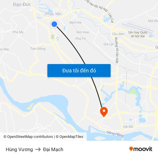 Hùng Vương to Đại Mạch map