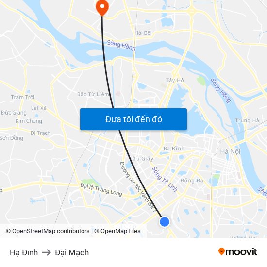 Hạ Đình to Đại Mạch map
