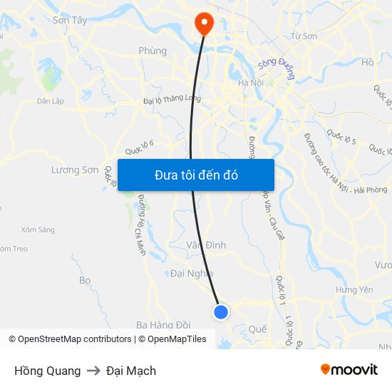 Hồng Quang to Đại Mạch map