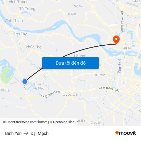 Bình Yên to Đại Mạch map