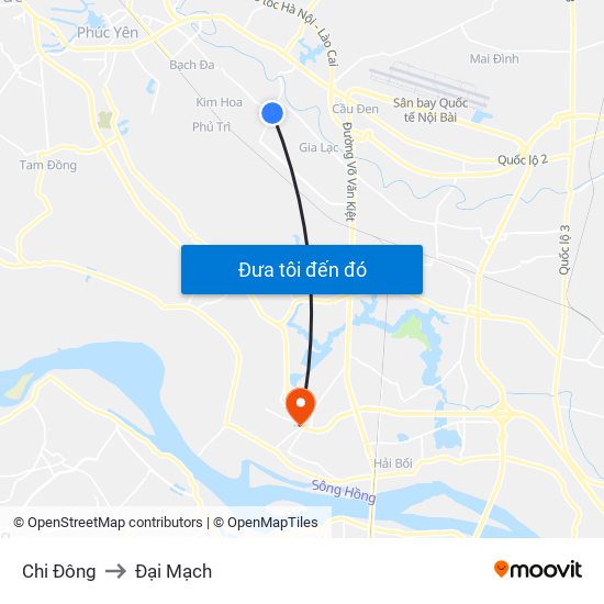 Chi Đông to Đại Mạch map