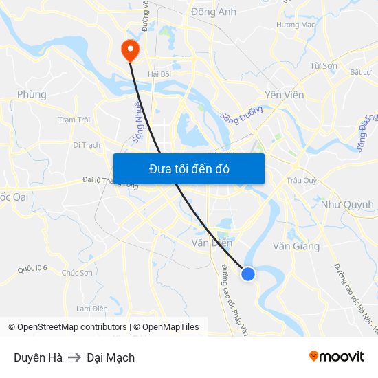 Duyên Hà to Đại Mạch map