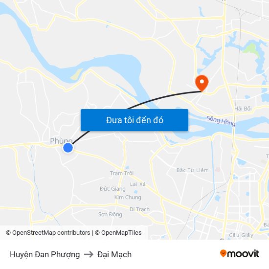 Huyện Đan Phượng to Đại Mạch map