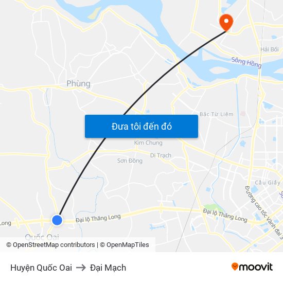 Huyện Quốc Oai to Đại Mạch map