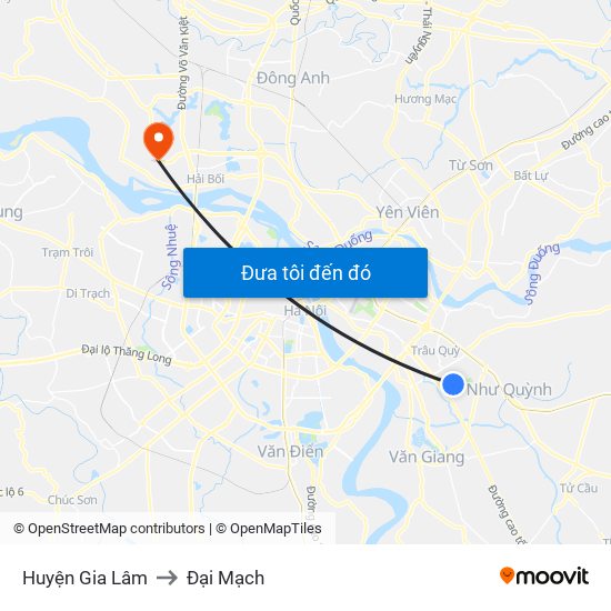 Huyện Gia Lâm to Đại Mạch map