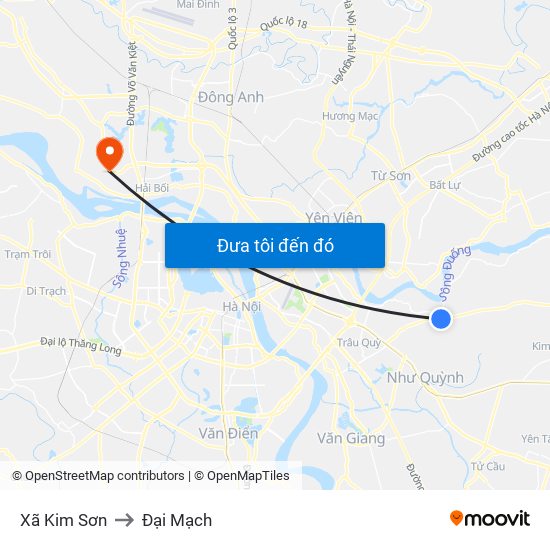 Xã Kim Sơn to Đại Mạch map