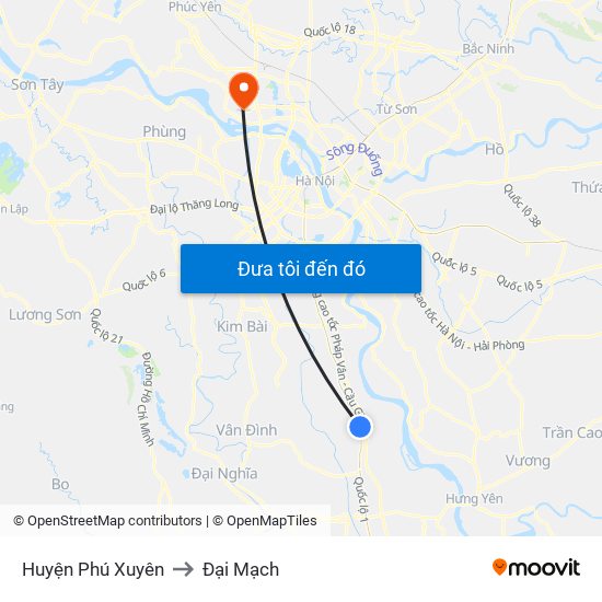Huyện Phú Xuyên to Đại Mạch map