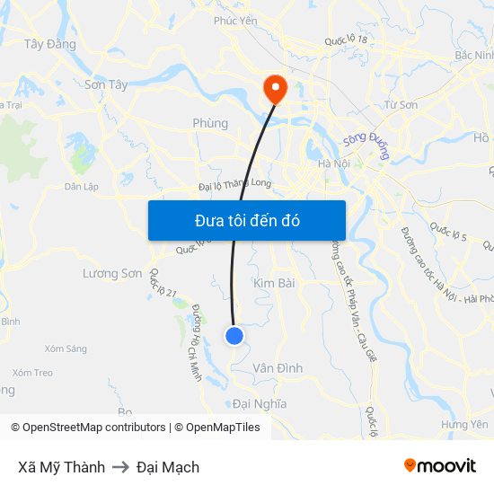 Xã Mỹ Thành to Đại Mạch map