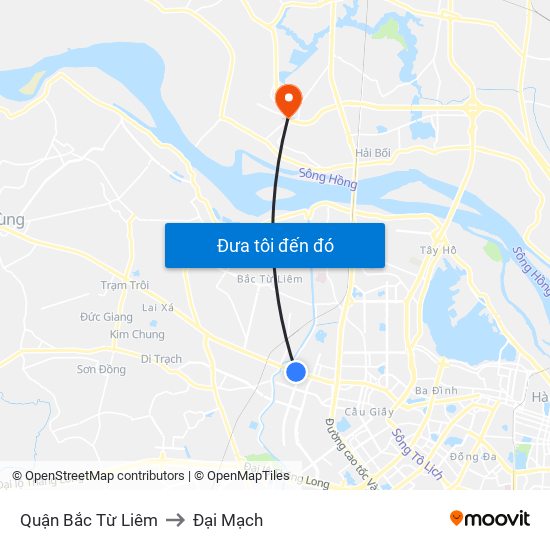 Quận Bắc Từ Liêm to Đại Mạch map