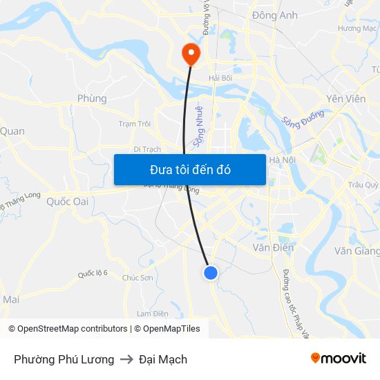 Phường Phú Lương to Đại Mạch map