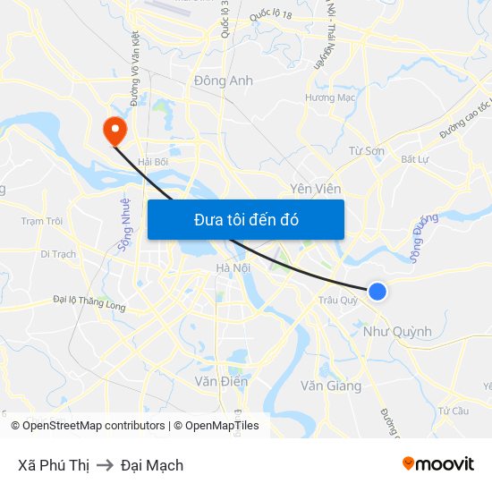 Xã Phú Thị to Đại Mạch map