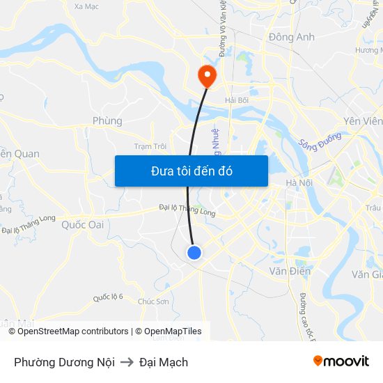 Phường Dương Nội to Đại Mạch map