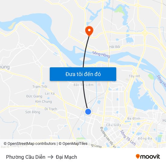 Phường Cầu Diễn to Đại Mạch map