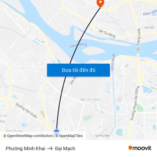 Phường Minh Khai to Đại Mạch map