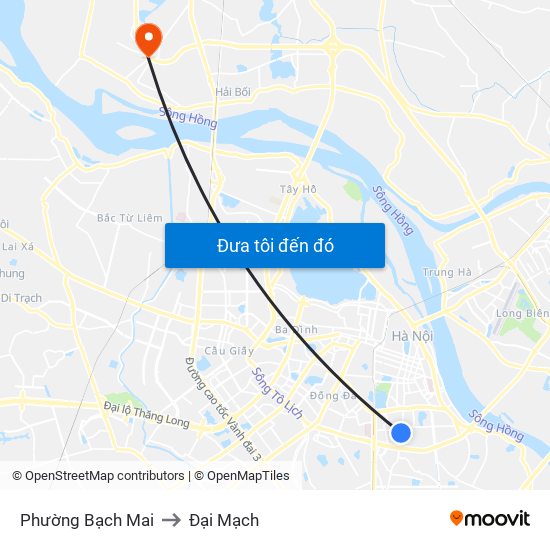 Phường Bạch Mai to Đại Mạch map