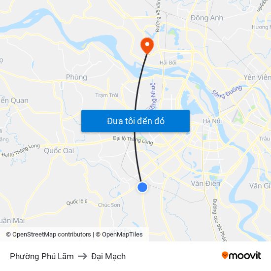 Phường Phú Lãm to Đại Mạch map