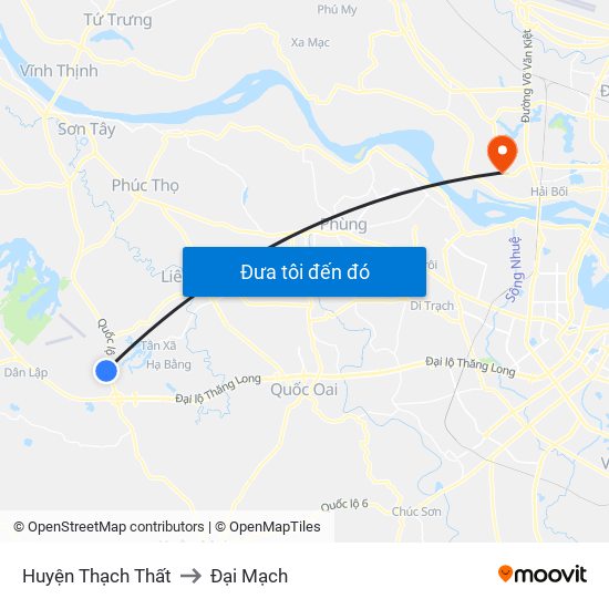 Huyện Thạch Thất to Đại Mạch map