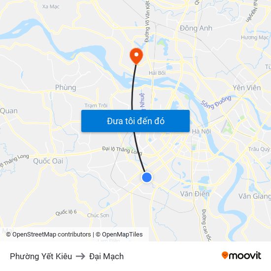 Phường Yết Kiêu to Đại Mạch map