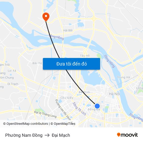 Phường Nam Đồng to Đại Mạch map